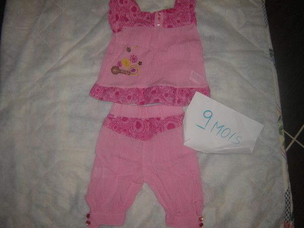 Lot De 72 Pièces Vêtements Bébé Fille 9 Mois - Robes, Pantalons, Multicolore, Occasion Très Bon état